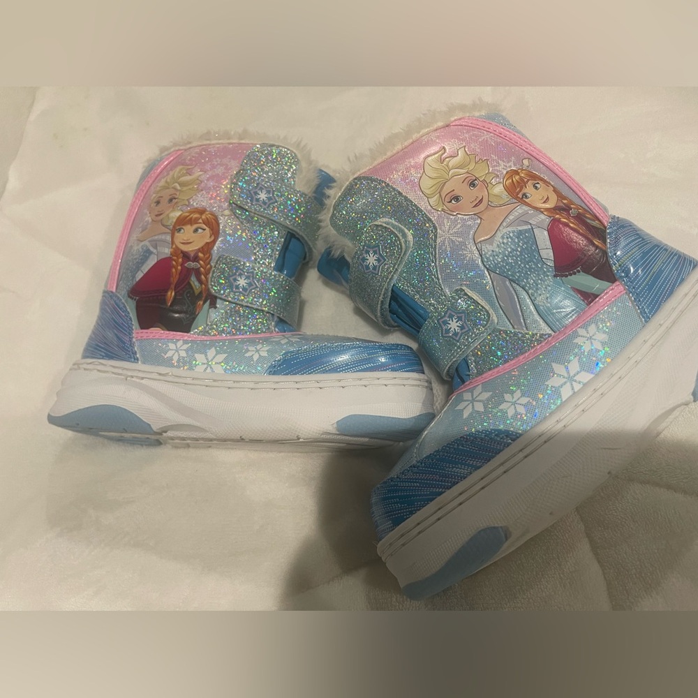 Frozen Kids Blue Glitter Boots